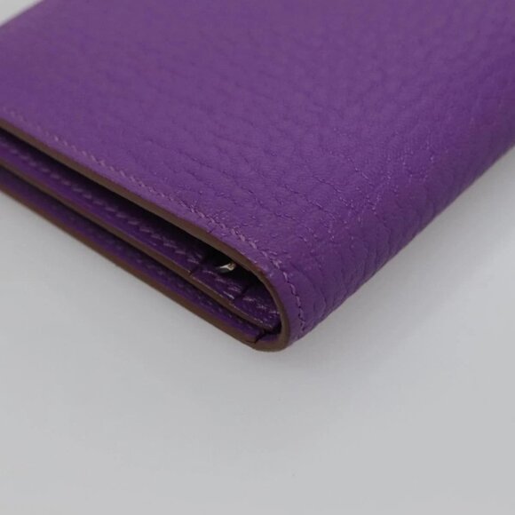 HERMES Bean Soufflé Wallet Shave Purple Auth yk19464V - Picture 3 of 16